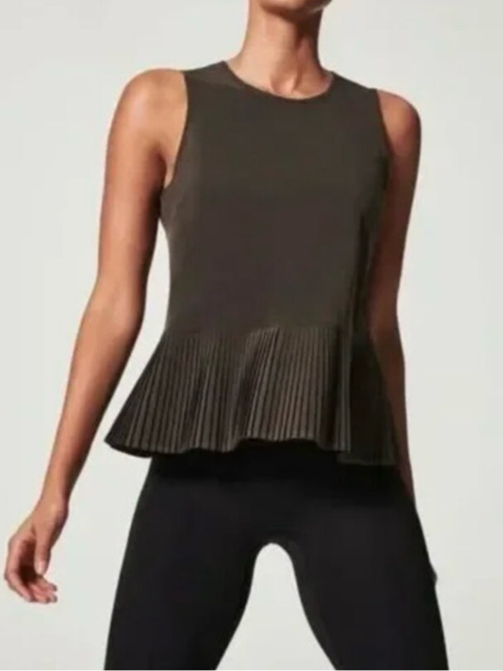 SPANX Olive Pleated Peplum Sleeveless Top size 2X